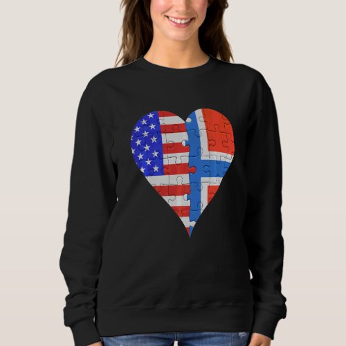 American Norwegian Flag Heart Sweatshirt