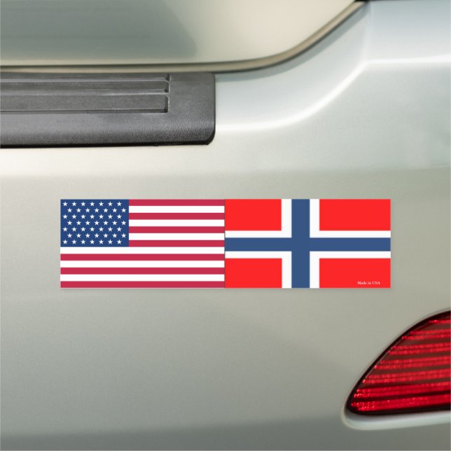American & Norwegian Flags Car Magnet (In Situ)