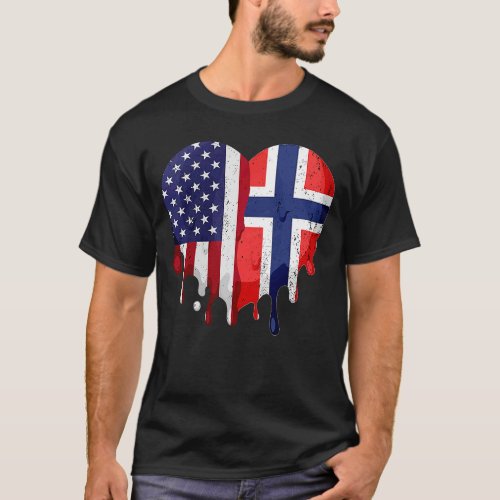American Norwegian Heritage Month Norway Flag Hear T_Shirt