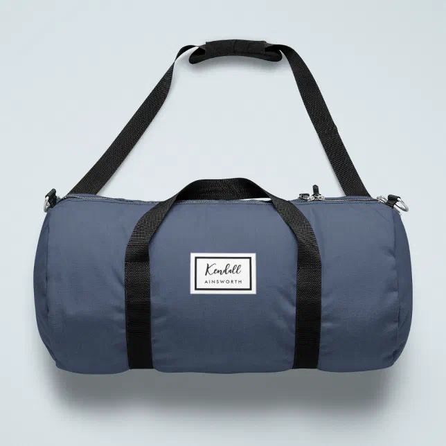 Personal Blue Basic Bag Example American Nostalgia Classic Simple Minimal Blue Duffle Bag | Zazzle