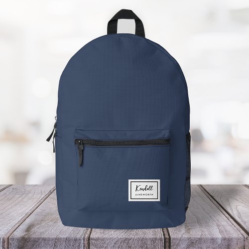 American Nostalgia Classic Simple Minimal Blue Printed Backpack