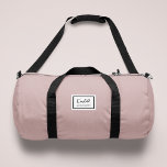 American Nostalgia Classic Simple Minimal Pink Duffle Bag<br><div class="desc">This american nostalgia style classic design in blush pink features a patch style emblem with a monogram name and framed border,  featuring informal handwritten script and modern block typography. The text can be customized with your name for a design as unique as you are!</div>