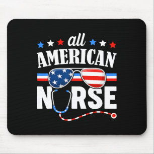 American Nurse 4th Of July Patriotic Usa Flag Nurs Mouse Pad