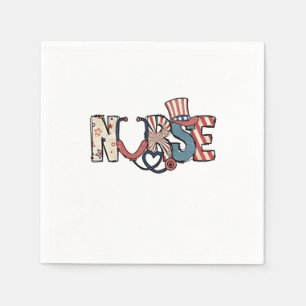 American Nurse 4th of July Patriotic USA Flag Nurs Napkins