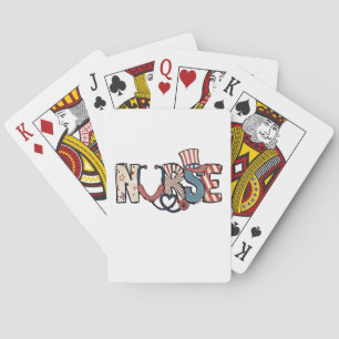 American Nurse 4th of July Patriotic USA Flag Nurs Poker Cards