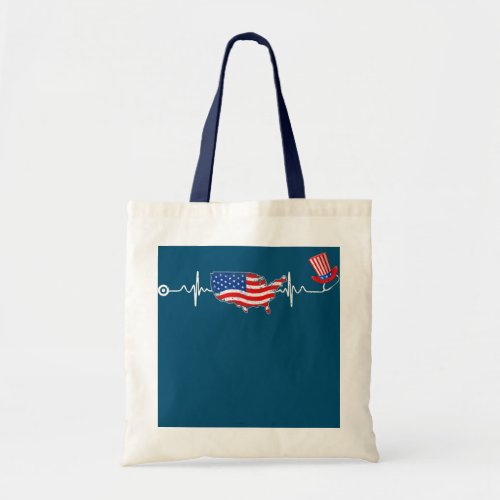 American Nurse 4th of July Usa Flag Map Patriotic Tote Bag