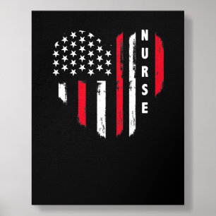 American Nurse Heart Nursing Us Flag Patriotic 4th Foam Core Photo Tile
