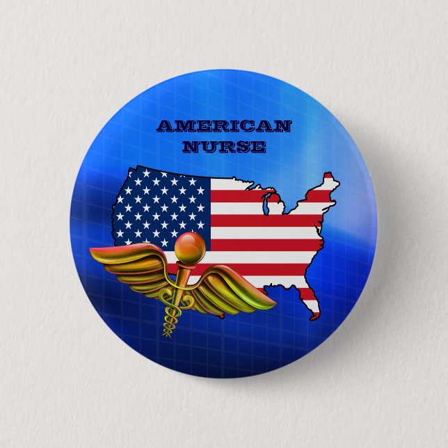 American Nurse. Patriotic Button (Front)