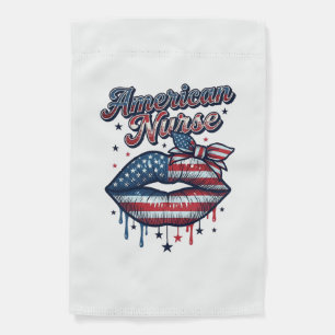 American Nurse Patriotic Lips Vector Shirt Design_ Garden Flag