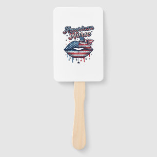American Nurse Patriotic Lips Vector Shirt Design_ Hand Fan