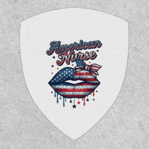 American Nurse Patriotic Lips Vector Shirt Design_ Patch