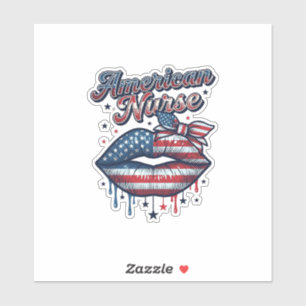 American Nurse Patriotic Lips Vector Shirt Design_ Sticker