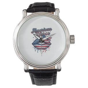American Nurse Patriotic Lips Vector Shirt Design_ Watch