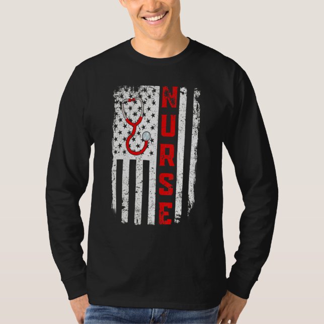 American Nurse Stethoscope Doctor Us Flag Retro 4t T-Shirt (Front)