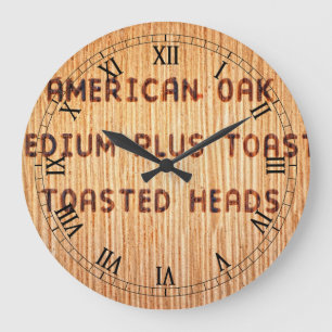American Oak Wine Barrel Stamp Large Clock