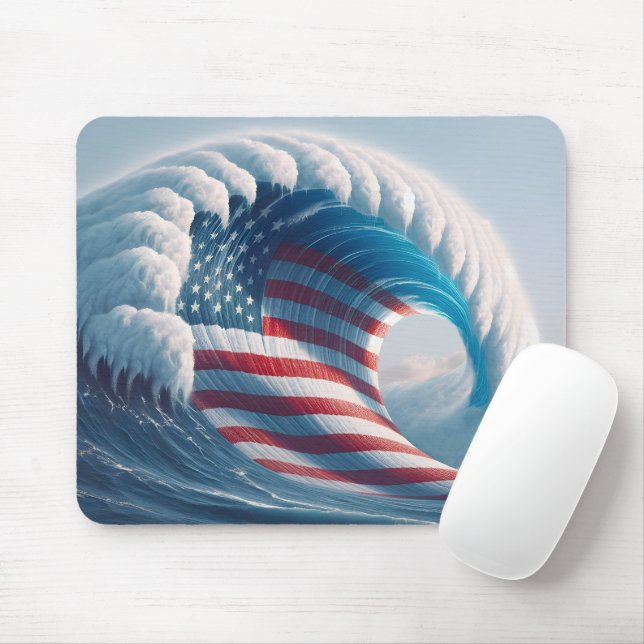 American Ocean Wave Mouse Pad (With Mouse)
