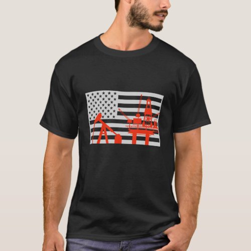 American Oilfield Worker USA Flag Gift T_Shirt