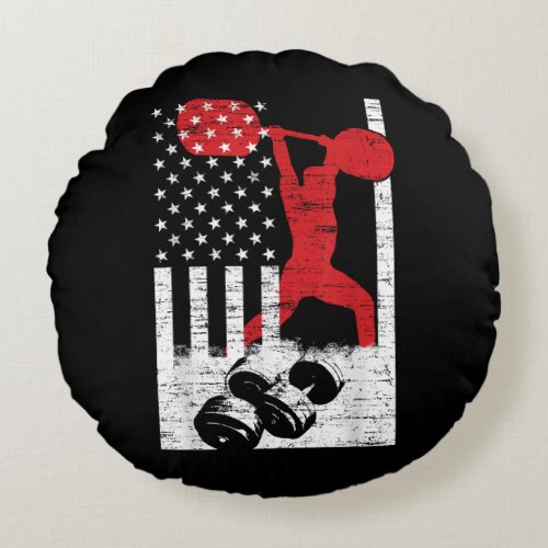 American Olympic Weightlifting Round Pillow