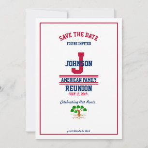 American or State Family Reunion Red White Blue Save The Date