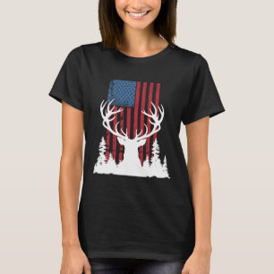 American Outdoors Deer Hunting Silhouette In Woods T-Shirt