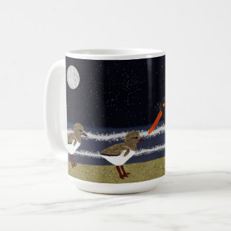 American Oystercatcher with chicks at night Coffee Mug