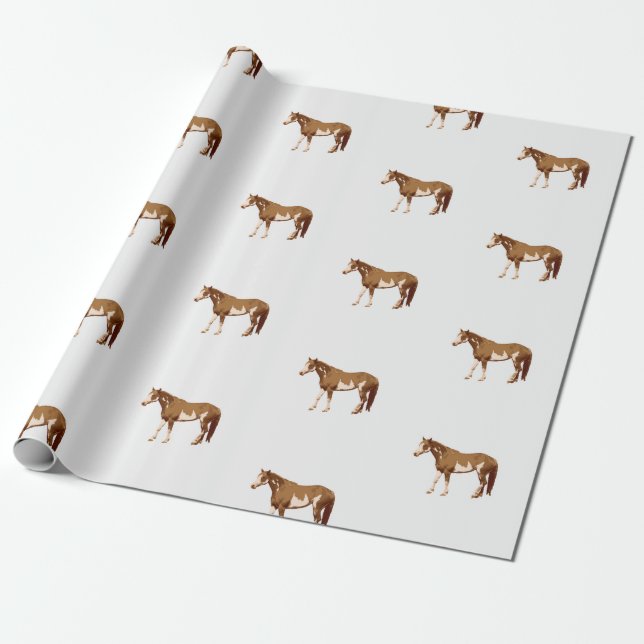 American Paint Horse Equestrian Watercolor Wrapping Paper (Unrolled)