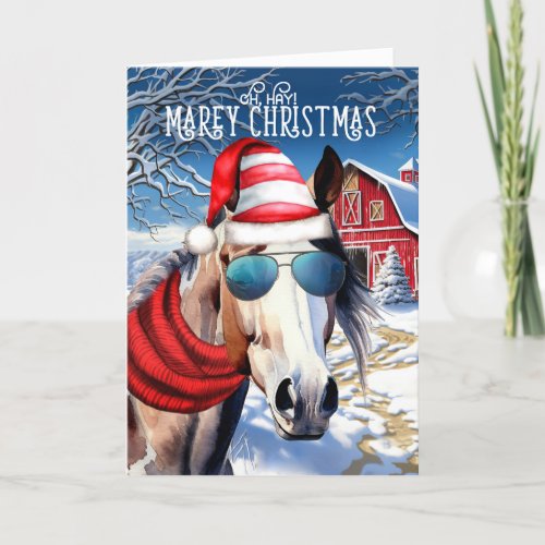 American Paint Horse Funny MAREy Christmas Holiday Card