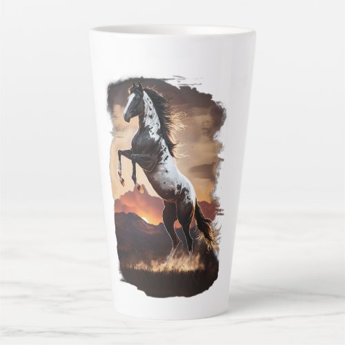 American Paint Horse Rearing at Sundown Latte Mug
