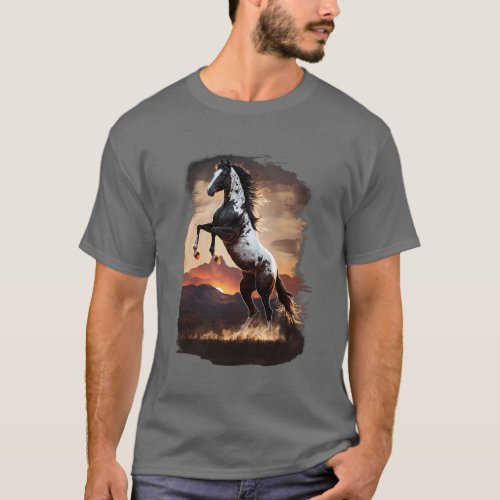 American Paint Horse Rearing at Sundown Tshirt