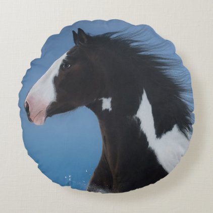American paint horse round pillow