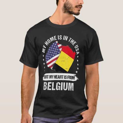 American Patriot Belgium Flag American Belgian Roo T_Shirt