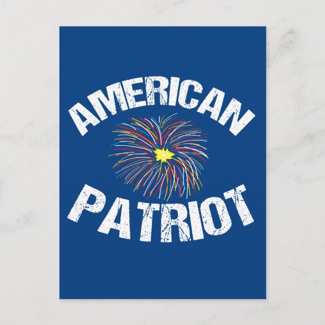American Patriot Blue Fireworks Postcard (Front)