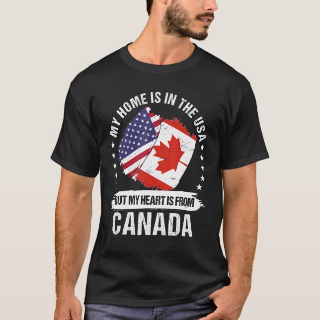 American Patriot Canada Flag American Canadian Roo T-Shirt (Front)