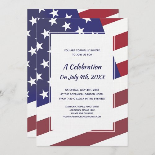 American Patriot Classic 4th of July US Flag Invitation