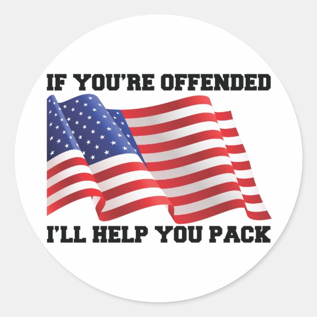 American patriot  classic round sticker (Front)