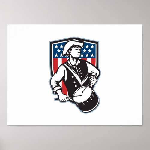 American Patriot Drummer With Flag Poster