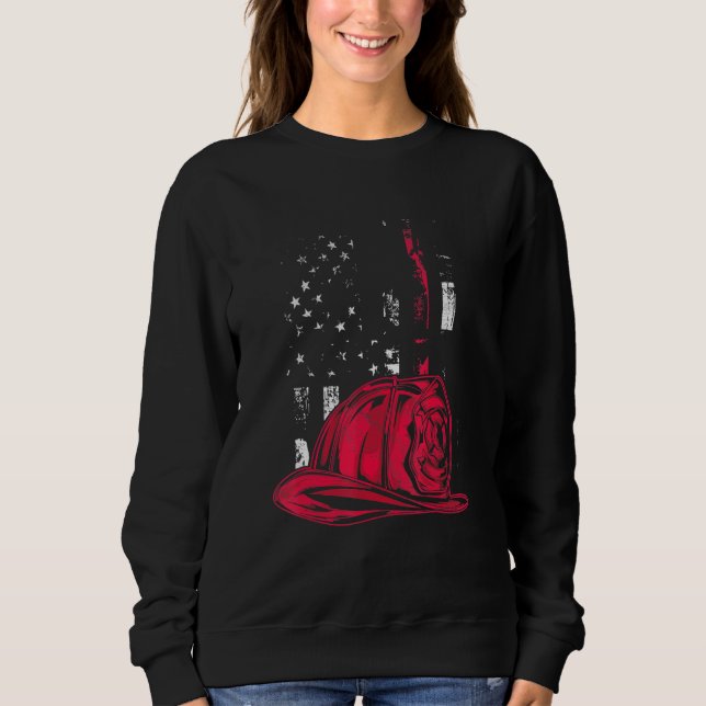 American Patriot Firefighter Kneel Proud Patriotic Sweatshirt (Front)