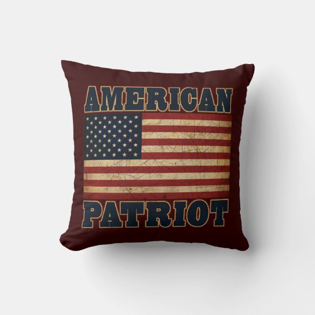 American Patriot Flag Throw Pillow (Front)