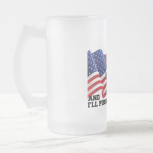 American Patriot  Frosted Glass Beer Mug