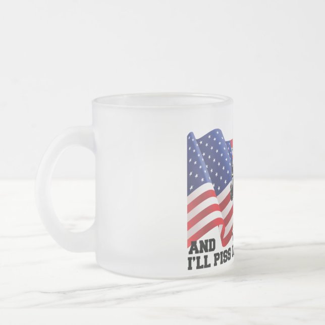 American Patriot Frosted Glass Coffee Mug (Left)