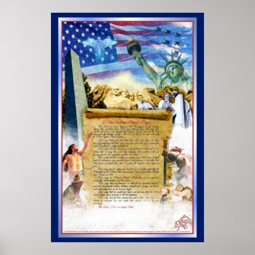 American Patriot Impressionist Oil Painting Poster