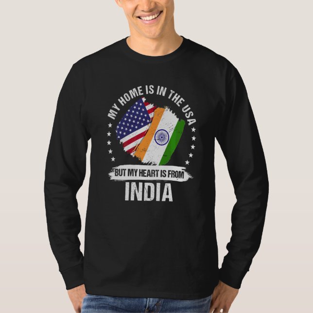 American Patriot India Flag American Indian Roots T-Shirt (Front)