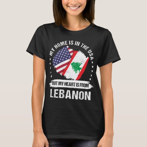 American Patriot Lebanon Flag Lebanese Roots T_Shirt