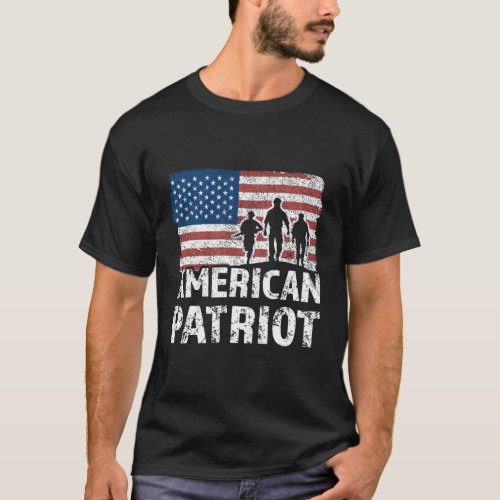 American Patriot Military Soldier Us Flag Veteran T_Shirt