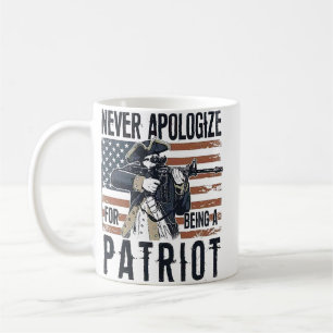 American Patriot "Never Apologize" Minutemen Coffee Mug