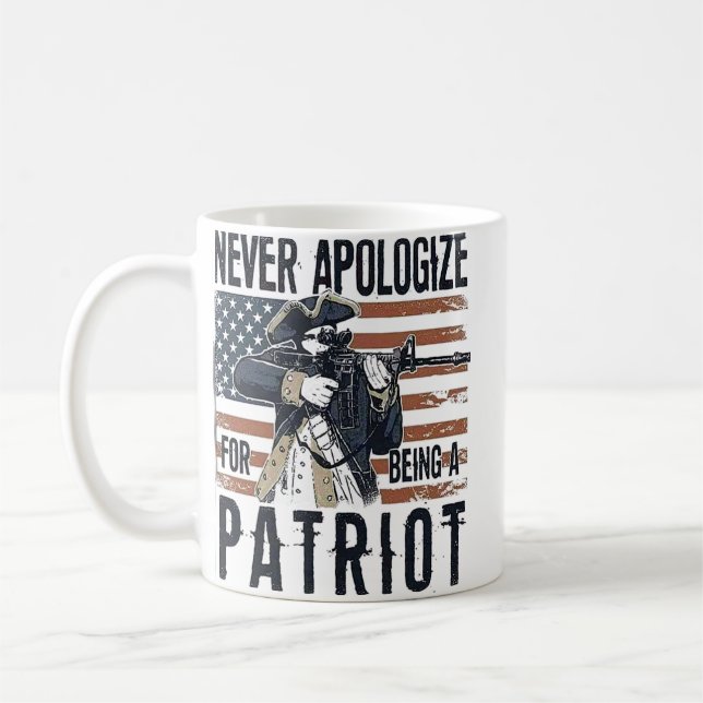 American Patriot "Never Apologize" Minutemen  Coffee Mug (Left)