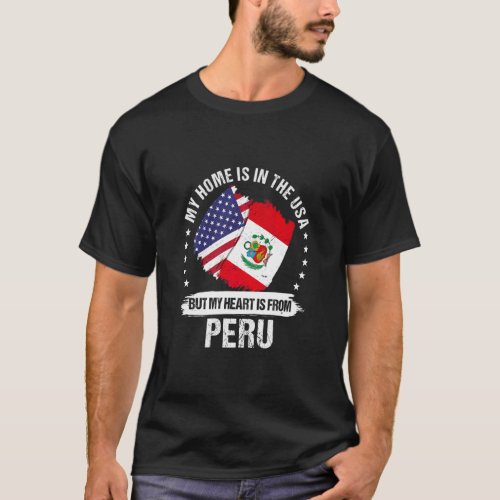 American Patriot Peru Flag American Peruvian Roots T_Shirt