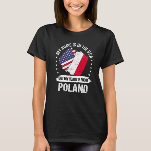 American Patriot Poland Flag American Polish Roots T_Shirt