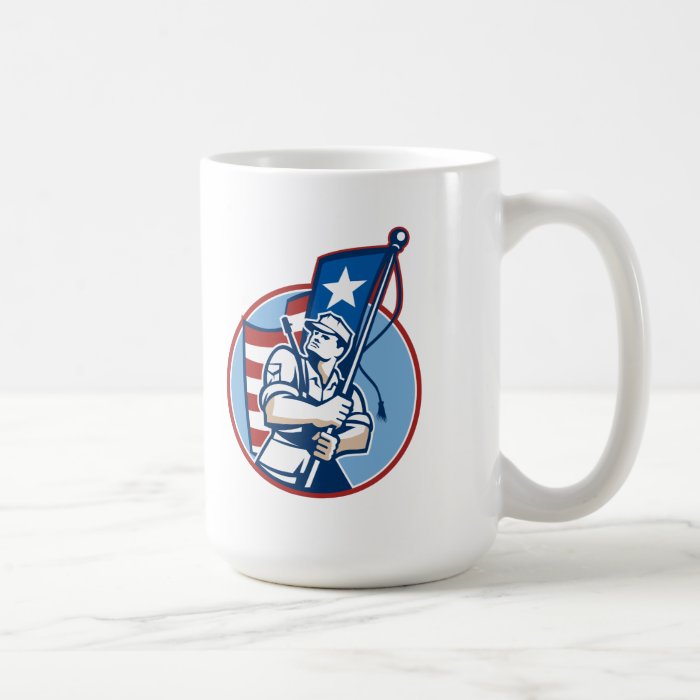 American Patriot Serviceman Soldier Flag Retro Mugs