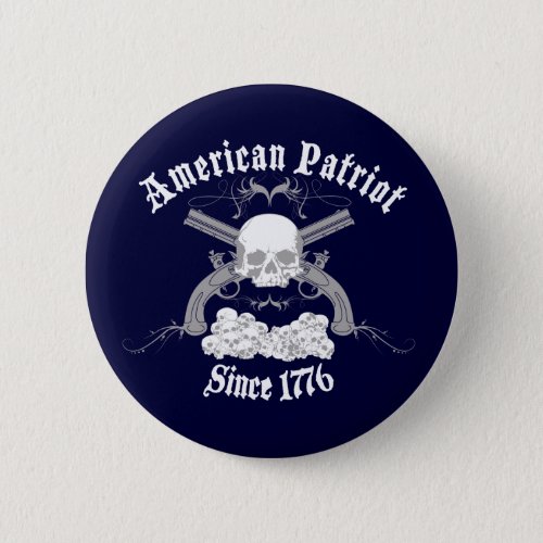 American Patriot Skull 1776 Pinback Button